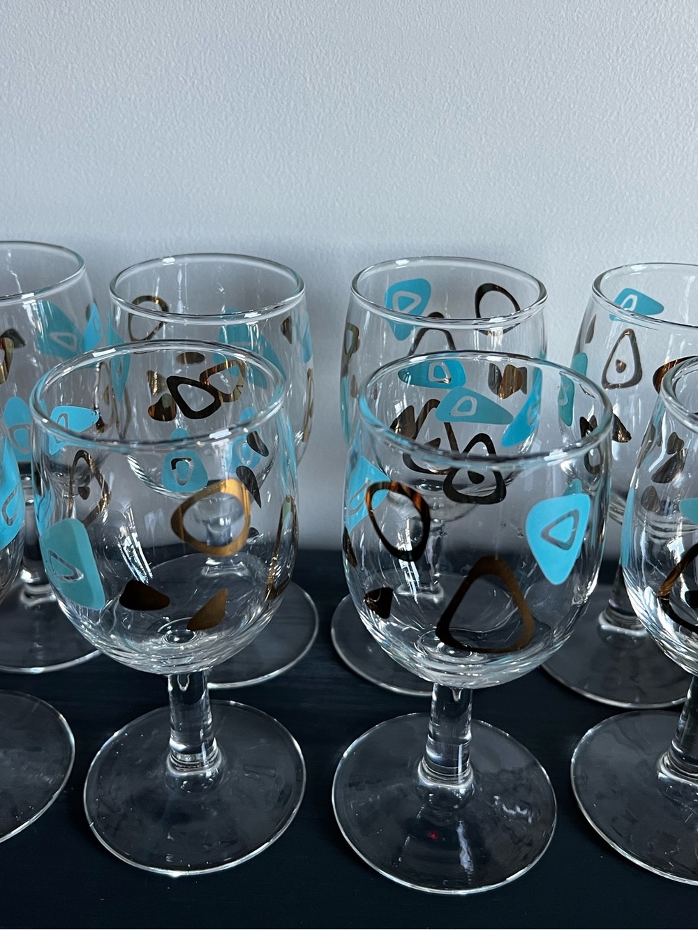 Vintage Federal Amoeba Mid Century Modern Boomerang Cocktail Glasses